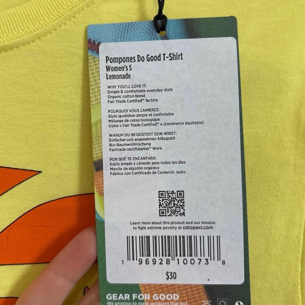 Cotopaxi Pompones Do Good Graphic Tee Lemonade Yellow Size S NWT - Picture 8 of 8